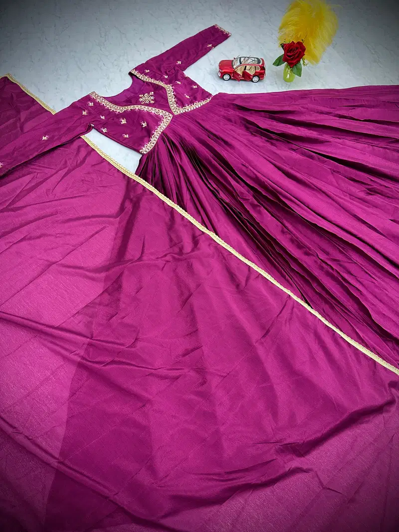 PC 406 Chinon Embroidery Designer Gown Wholesale Shop In Surat